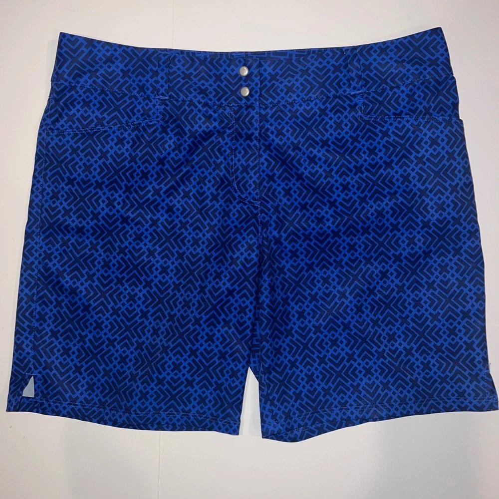 Adidas Golf Shorts‎ Womens 10 Blue Geometric Print Performance Active